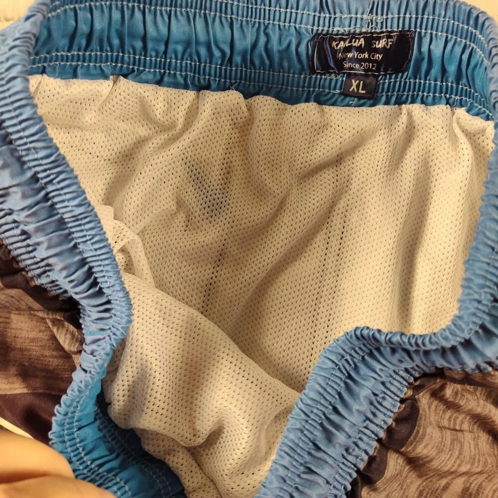 Kailua Surf NYC Men's XL Swim Trunks Color Block Mesh Lined Quick Dry Vintage St